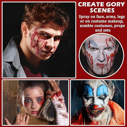 Fake Blood Makeup Spray Fake Blood Washable Suitable for Halloween Blood Sfx Makeup Zombie Vampire Makeup, Clothes and Monsters Vampire Zombie Clown Costume Cosplay Makeup Blood Splash