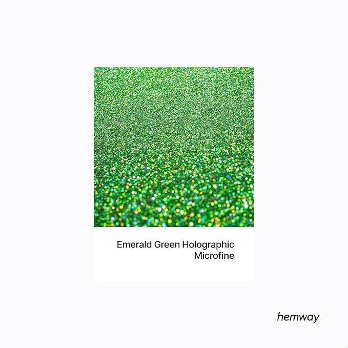 Hemway Premium Ultra Sparkle Glitter Multi Purpose Metallic Flake for Arts Crafts Nails Cosmetics Resin Festival Face Hair - Emerald Green Holographic - Microfine (1/256" 0.004" 0.1mm) 100g / 3.5oz