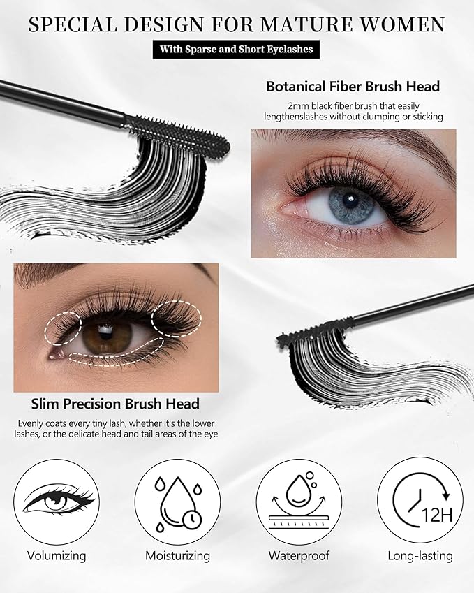 Mascara Eyeliner Pen Kit-2Pcs Longlasting Waterproof Mascara Eye Liner Pencil,Volume and Length Curling rimel de pestañas Liquid Eyeliner,Mother's Day Makeup Gift for Older Women 60 Plus-Set 01