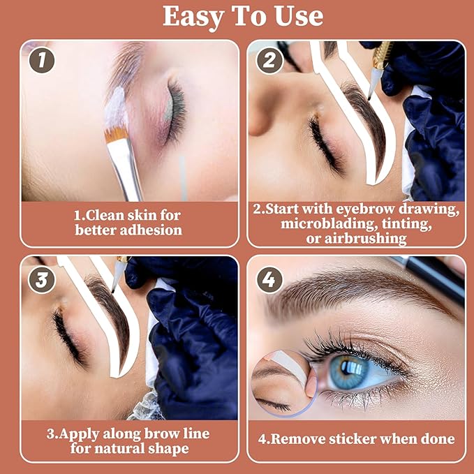 24Pairs Eye Brow Stencils for Women, Adhesive Eyebrow Stencil Stickers Disposable, Eyebrow Shaping Tape Strips, Airbrush Eyebrow Stencils Mapping Guides Brow Template for Older Women Tinting - 3Shapes