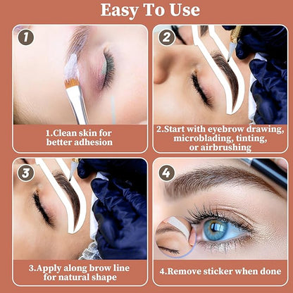 24Pairs Eye Brow Stencils for Women, Adhesive Eyebrow Stencil Stickers Disposable, Eyebrow Shaping Tape Strips, Airbrush Eyebrow Stencils Mapping Guides Brow Template for Older Women Tinting - 3Shapes