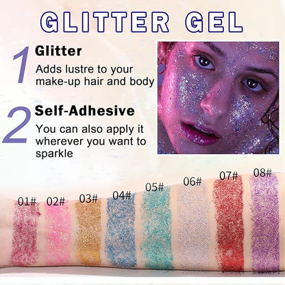 CAHIUYOA 2PCS Blue Red Body Glitter Stick Multiuse Glitter Gel for Face Body Hair Lip Eyes Glitter Makeup Stick Holographic Sequins Face Paint Hair Glitter Gel for Kids Women