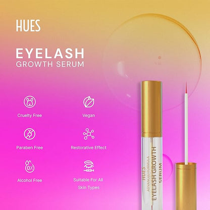 Hues Premium Eyelash Serum (5ML) - Lash Serum Boosts Lash for Fuller, Longer, Thicker Looking Eyelashes, Lash Enhancing Serum for Natural Lashes.