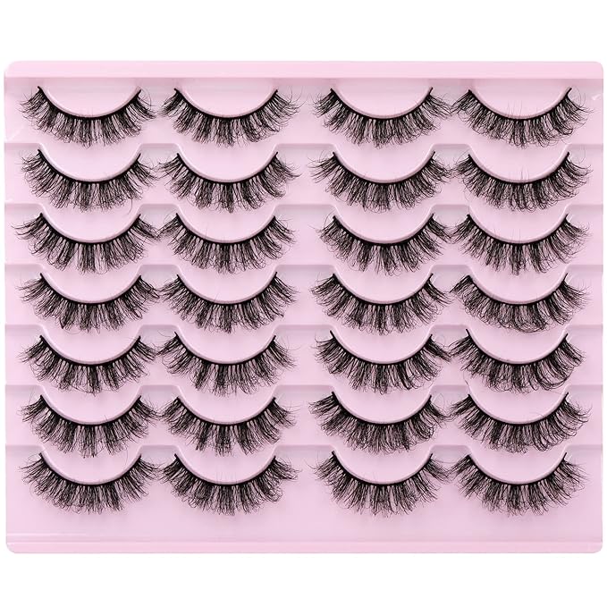 TNFVLONEINS False Eyelashes Wispy Mink Lashes Natural Look Fake Eyelashes 16mm Natural Lashes That Look Like Extensions Lashes Pack