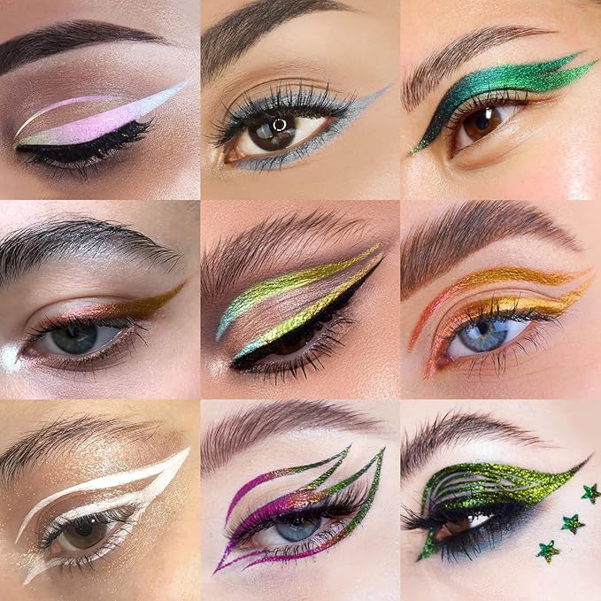 FOCALLURE Chameleon Liquid Eyeliner,Intense Color Shifting Eyeliner Pen,Metallic Multi-Reflective Finish,Sweatproof,Smudge-proof,Ultra-Fine Tip,AQUA BABY