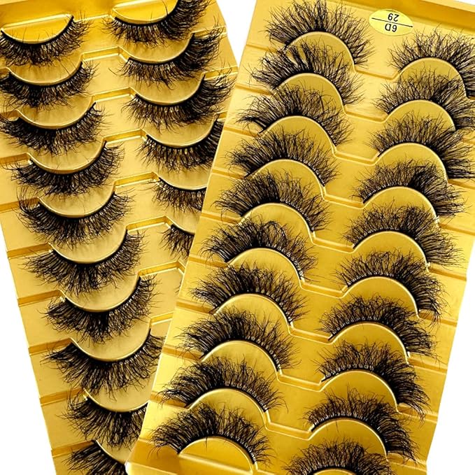 HBZGTLAD Soft Mink Eyelashes 3D Curl Winged End Eye Elongated Fake Lashes Thick Handmade Natural False Eyelash Messy Cross Lash Wholesale (6D29)