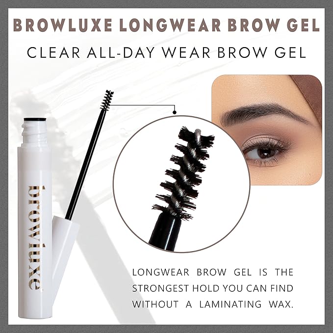 Longwear Eyebrow Gel, Volumizing Brow Gel, Precise Spoolie Applicator Brush For Flawless Make up, Clear Brow Gel For Eyebrow Kit & Makeup Kit, Long Lasting, Waterproof, Vegan, Cruelty-Free