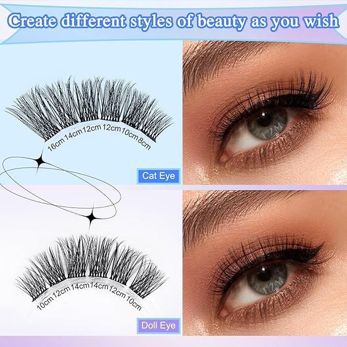 LZM False eyelashes Lash Clusters Natural Look DIY Cluster Eyelash Extensions Kit Individual Lashes Cluster Extensions Kit with Lash Bond and Seal