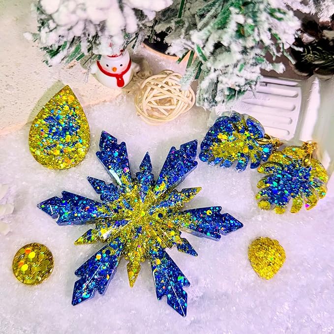 GlimmerLife Gold Chunky Glitter 150G/5.29OZ Glitter, Iridescent Metallic Craft Sequin for Resin, Mixed Holographic Chunky Glitter for Nail Art, Body Makeup, DIY Christmas Decorations