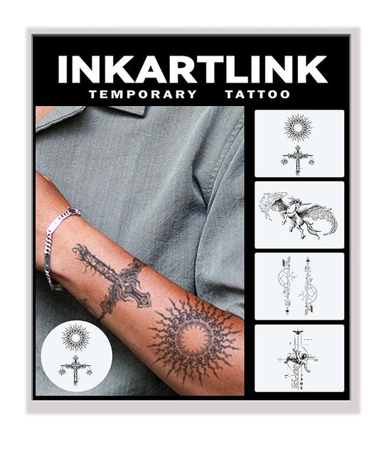 Tattoo Tech, 4 Sheets Semi Permanent Tattoo, Adult Art Design Temporary Tattoos, Lasts 1-2 Weeks, Waterproof, Realistic Look, No Adhesive, No Reflection (Divine Blessing Design)