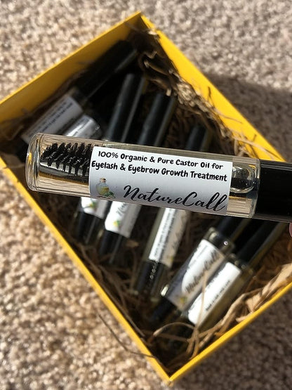 Organic NatureCall Castor Oil Serum for Eyelash, Eyebrow Growth, Mascara Tube, and Hair Treatment (10ml, Pack of 2)