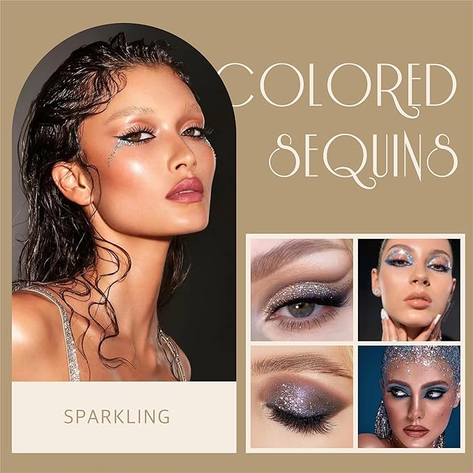 GABOX 8-Jar Gold Silver Glitter Set, Holographic Fine Powder & 1mm & 2mm & 3mm Sequins Flakes Set for Cosmetic - Nail - Resin, Iridescent Art Glitter for Body, Face, Eyes, Hair & Crafts