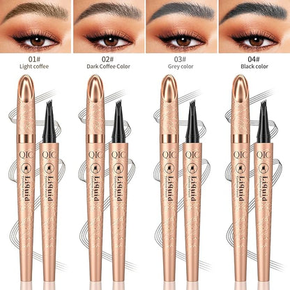 Eyebrow Pencil with 4 Tip Micro Head, Liquid Eyebrow Microblading Pen, Eyebrow Pen Micro 4 Point Brow Pen Long-Lasting Waterproof & Smudge-proof Natural Eyebrow Makeup (#1 Light Brown)