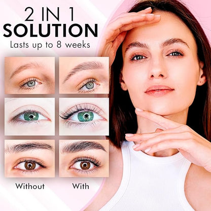 Lash Lift Kit & Eyebrow Lamination Kit, 2-in-1 Solution, At Home Brow Lamination Kit, Beginner/Professional, Eyelash Lift Kit, Lasts 6-8 Weeks, 15 Applications, DIY Brow + Lash Perm Kit