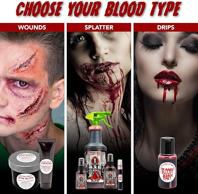 Bloody Mary Fake Scab Blood Make Up Body Paint - for Cosplay, Horror Costume, Theater Blood, Vampire Accessories, Scary Things - Skin Friendly Washable Looks Realistic Thick Blood