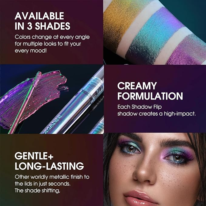 Jolilab Metallic Liquid Chameleon Eyeshadow, Multi-Dimensional Eye Looks, Long-lasting Holographic Glitter Multichrome Eyeshadows Makeup (#Wonder+#GX006)