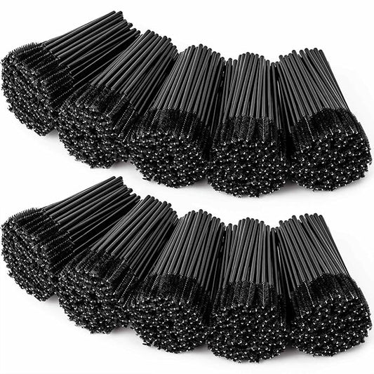 1000 Disposable Mascara Wands Eyelash Brushes Spoolies for Eyebrow Eye Lash Extension Black