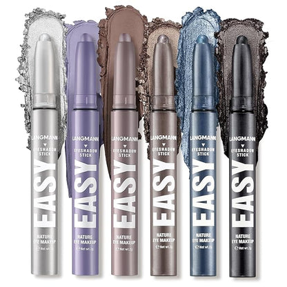 LANGMANNI Eyeshadow Stick, 6 PCS Waterproof Multi-Color Eyeshadow Pen Set, Creamy Long-Lasting Eye Makeup Kit, Natural & Shimmer Shades Contour Stick, Perfect Gifts For Women (#D)