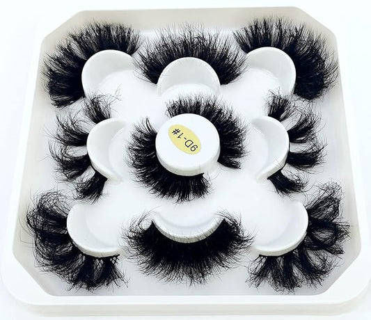 HBZGTLAD new 5 Pairs 25 mm 3d Mink Lashes Bulk Faux with Custom Natural Mink Lashes Pack Short Wholesales Natural False Eyelashes (9D-01#)