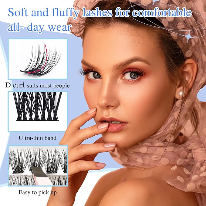 LZM False eyelashes Lash Clusters Natural Look DIY Cluster Eyelash Extensions Kit Individual Lashes Cluster Extensions Kit with Lash Bond and Seal