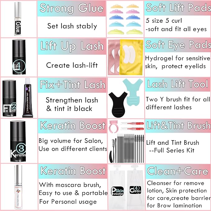 Lash Lift and Brow Lamination with Black T-i-n-t, Rapid 5 Minute Eyelash and Eyebrow Lifting Make Eyes Visible and Voluminous for 6 Weeks More than 15 lash Lift /D-Y-E applications (Lash&Brow Lift with Black Color)