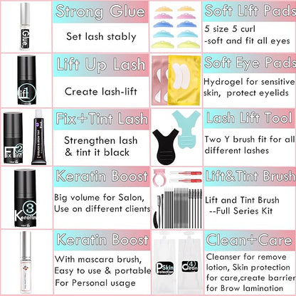 Lash Lift and Brow Lamination with Black T-i-n-t, Rapid 5 Minute Eyelash and Eyebrow Lifting Make Eyes Visible and Voluminous for 6 Weeks More than 15 lash Lift /D-Y-E applications (Lash&Brow Lift with Black Color)