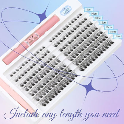LZM False eyelashes Lash Clusters Natural Look DIY Cluster Eyelash Extensions Kit Individual Lashes Cluster Extensions Kit with Lash Bond and Seal