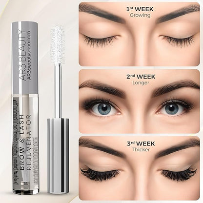 Brow & Lash Rejuvenator. Ar3 Beauty Lash Serum, Ar3 Beauty eyelash growth serum, Serum which grows eyelashes.