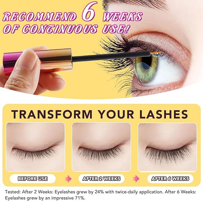 Lash Serum, 5ml Eyelash Growth Serum with Advanced Formula for Eyelashes and Eyebrows Growth Longer, Fuller, Thicker, Vegan & Cruelty-Free