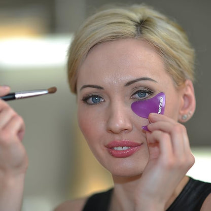 Original CreaLash Eye Shadow & Mascara Applicator - Upper & Lower Eyelash Tool for Applying Makeup - Helps Shield Face, Skin From Smears - 1 Reusable Purple Stencil, 6 Disposable Gray