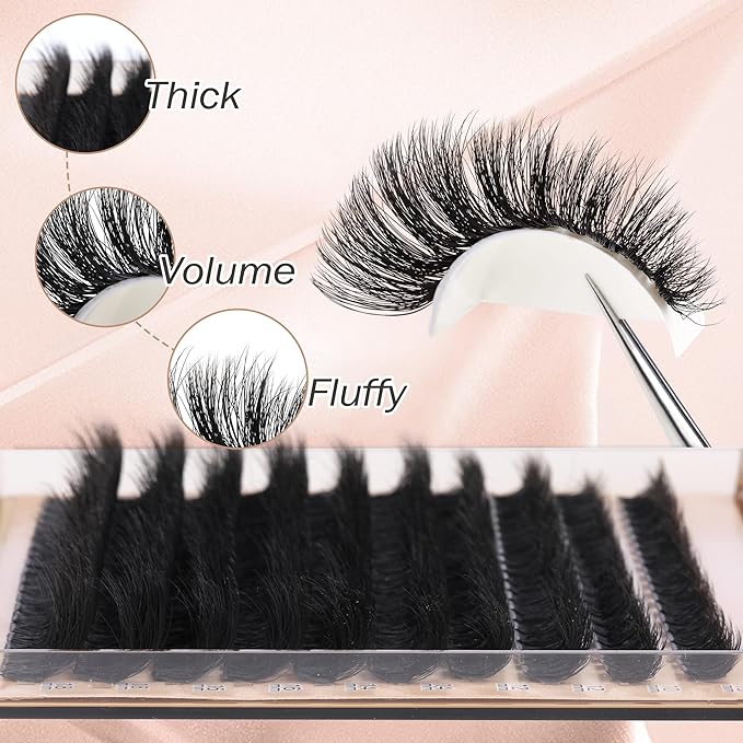 Thick Eyelash Extension Kit Volume Lash Clusters Kit 10-18mm Individual Lashes Clusters 100D DIY Lash Extension Kit 200pcs Clusters Lash with Bond and Remover Lash Applicator by Focipeysa
