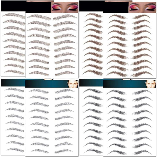 Eyebrow Tattoo Stickers 82 Pairs, 8 Sheets Eyebrow Temporary Tattoo Peel Off Sticker Waterproof 6D Hair-Like False Instant Transfer False Brows Makeup for Women, Girls | Natural Strokes, Shaping
