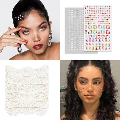 NICENEEDED 12 Pcs Glitter Freckles Face Tattoo, Gold Glow Up Makeup Patches, Faux Freckles Cosmetic Glitter for Face Glitter Speckles Patch Cute Glitter Makeup Accessories for Women