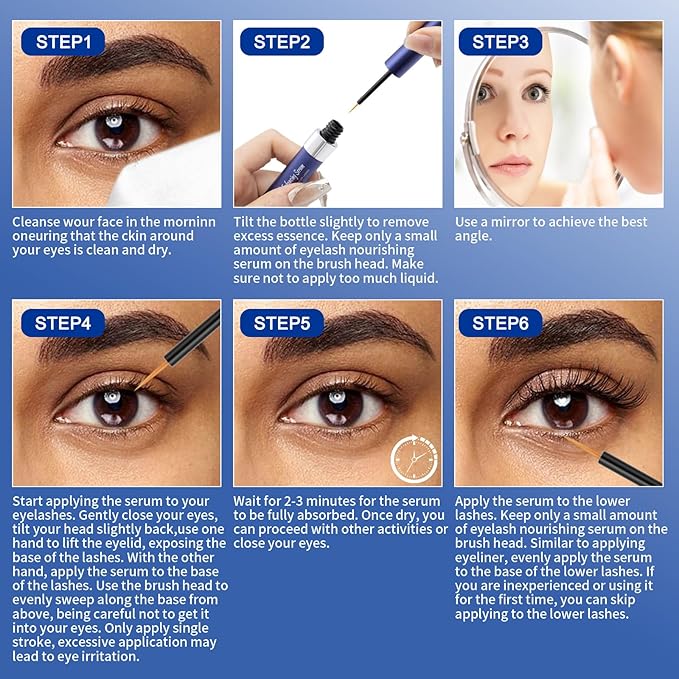 Lash Serum, Rapid Eyelash Growth Serum, Eyelash Serum for Eyelash Growth Thickness, Stronger, Healthier Lashes & Brows, Longer, Fuller, and Thicker Lashes, Vegan & Cruelty-Free (Dark Blue 3ML)