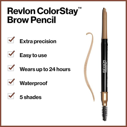 Revlon ColorStay Eyebrow Pencil with Spoolie Brush, Waterproof, Longwearing, Angled Tip Applicator for Perfect Brows, 205 Blonde, 0.021 oz