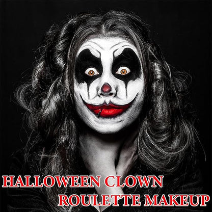 2Pcs Clown Black White Red Face Paint,Professional Waterproof Body Paint Halloween Makeup Kit Face Paint Clown Cosplay Costume Joker SFX Zombie Face Painting White Makeup