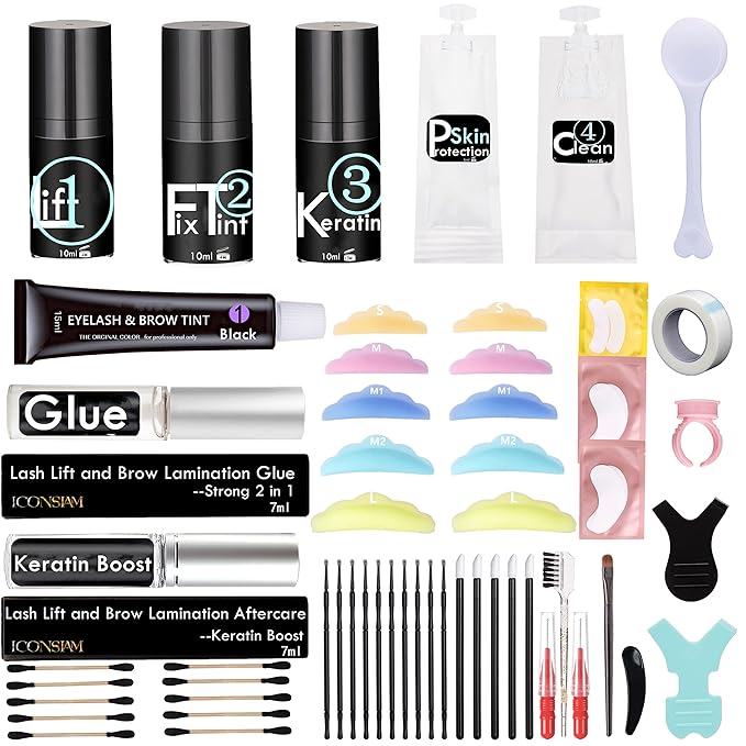 Lash Lift and Brow Lamination with Black T-i-n-t, Rapid 5 Minute Eyelash and Eyebrow Lifting Make Eyes Visible and Voluminous for 6 Weeks More than 15 lash Lift /D-Y-E applications (Lash&Brow Lift with Black Color)