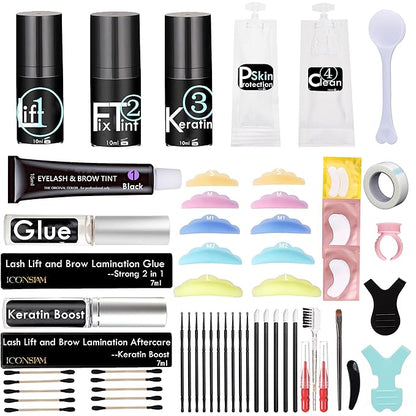 Lash Lift and Brow Lamination with Black T-i-n-t, Rapid 5 Minute Eyelash and Eyebrow Lifting Make Eyes Visible and Voluminous for 6 Weeks More than 15 lash Lift /D-Y-E applications (Lash&Brow Lift with Black Color)