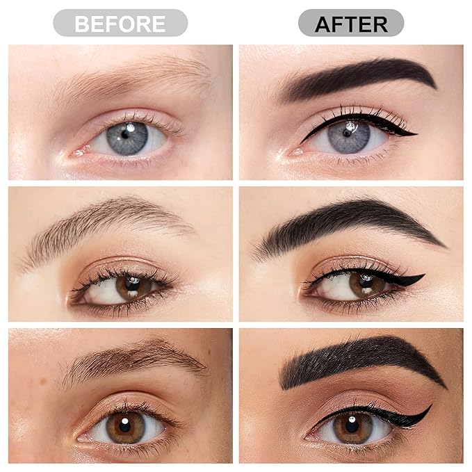 Boobeen 3 in 1 Eye Makeup Set with Liquid Eyeliner Pen, Microblading Eyebrow Pencil and Volume Mascara for Eyelashes, Quick-dry Waterproof Formula, Long Lasting Smudge-proof All Day Natural Eye Look