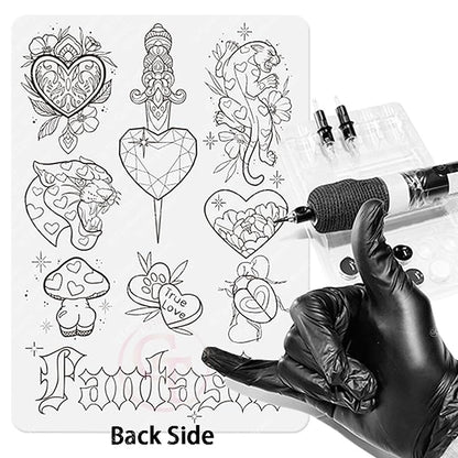 TgoBeauty Men Women Double Sides Designs Tiny Tattoo Practice Skin 1.5mm Thickness Fine Line Practice Skin with Light Gray Lines (3pcs White Tattoo Skins)