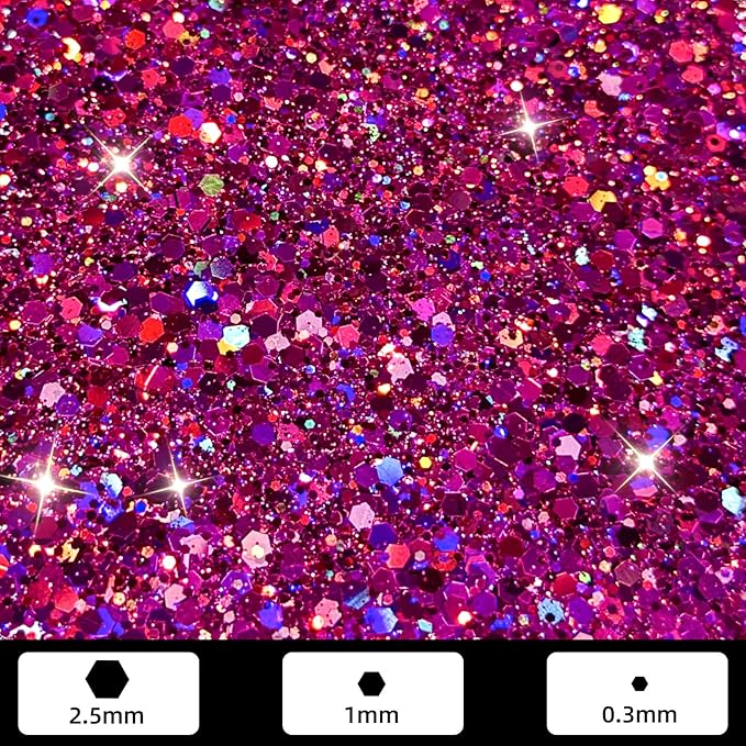 GlimmerLife Red Glitter, 150G/5.29OZ Glitter, Holographic Sequin Flake Bulk for Crafts, Craft Glitter for Resin, Mixed Chunky Fine Flakes Iridescent Nail Glitter Fe for Body, Face, Tumblers