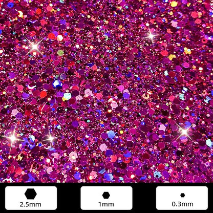 GlimmerLife Red Glitter, 150G/5.29OZ Glitter, Holographic Sequin Flake Bulk for Crafts, Craft Glitter for Resin, Mixed Chunky Fine Flakes Iridescent Nail Glitter Fe for Body, Face, Tumblers