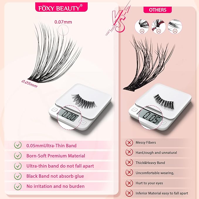 Lash Clusters - Lash Clusters 20D30D40D50D Lash Extension 0.07D Cluster Eyelash Extensions Eyelash Clusters Lashes Clusters Eyelash Extension No Lash Glue Included