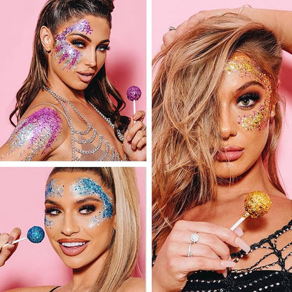 Holographic Chunky Glitter, Chunky and Fine Mix Sequins, Set of 40 Colors Festival, Iridescent Glitter for Crafts, Nails Face Tumbler Body Hair Painting Epoxy Art