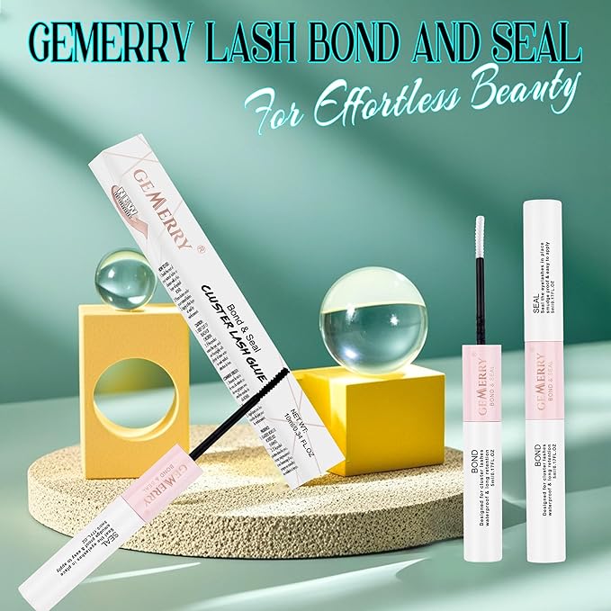 GEMERRY Lash Bond & Seal 2 in 1 Lash Cluster Glue - Waterproof & Strong Hold for Self Apply at Home