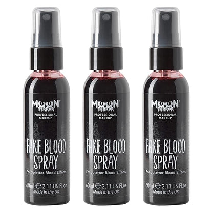 Pro FX Fake Blood Spray by Moon Terror | 60ml x3 | SFX Make up for Halloween Vampire Zombie Theatre | Special Effects Make up