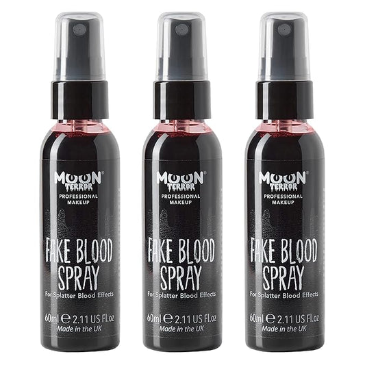 Pro FX Fake Blood Spray by Moon Terror | 60ml x3 | SFX Make up for Halloween Vampire Zombie Theatre | Special Effects Make up