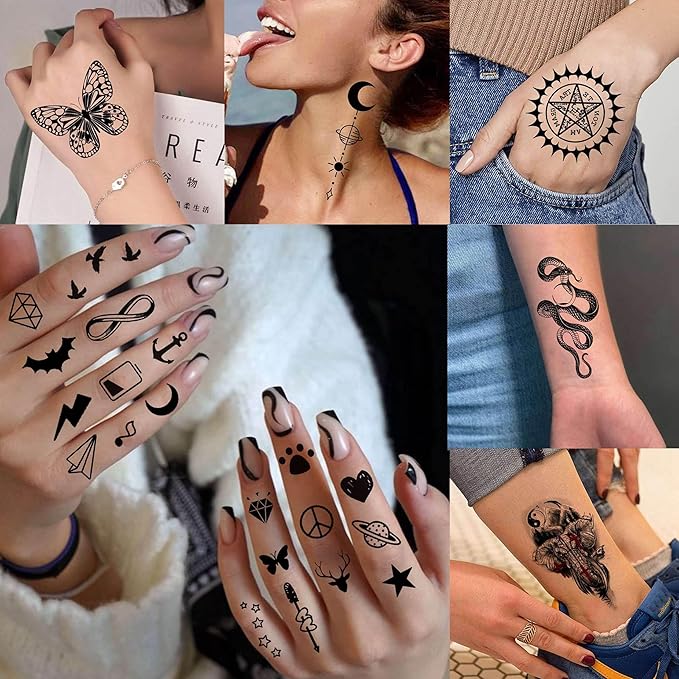 63 Sheets Halloween Black Wolf Tiger Lion Temporary Tattoos For Women Men Arm Sleeve, Scary Skull Skeleton Fake Tattoo Stickers Adults, 3D Long Lasting Tattoos Temporary Tribal Owl Flower Legs