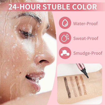 Microblading Eyebrow Pencil, 2-in-1 Dual-Ended Eyebrow Pen and Eyeliner with 4 Forks, Precise and Slim eye brow pencils for women brown, Natural,Long-lasting, Waterproof Eyebrow Pencil (Light Brown)