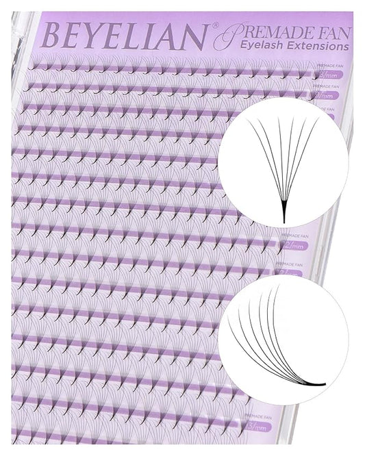 BEYELIAN Premade Lash Fans, 320 Fans Pre Made Fans Volume Lash Extensions 3D 6D 8D 10D 12D 20D 0.07 C/D Curl Save Time Eyelash Extensions for Professional Salon, 8-15mm MIX Easy to Use (6D-0.07-D)